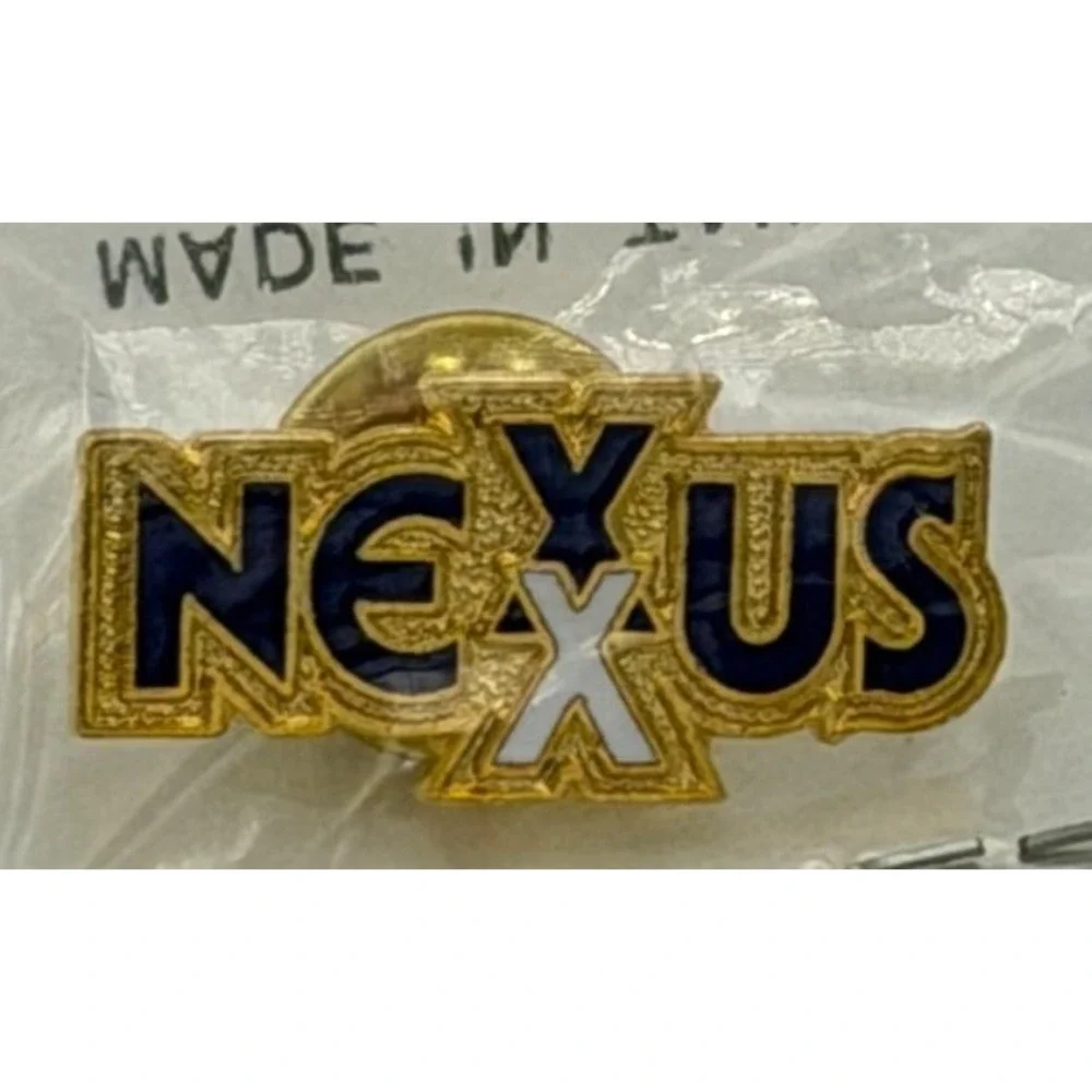 Vintage NEXUS Lapel Pin Enamel Gold Tone Sealed in Original Wrapper